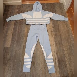 NWOT-Powder Blue and White Striped Hoodie and Leggings Set